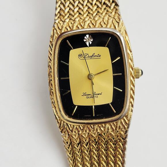 Dufonte by Lucien Picard Quartz Bracelet Watch Diamond Marker Adjustable Gold - Picture 13 of 15